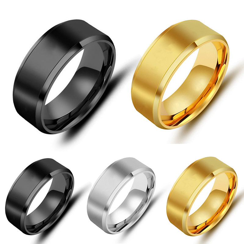 Fashion 8MM Stainless Steel Rings for Men Band Titanium Jewelry Size 5-13X