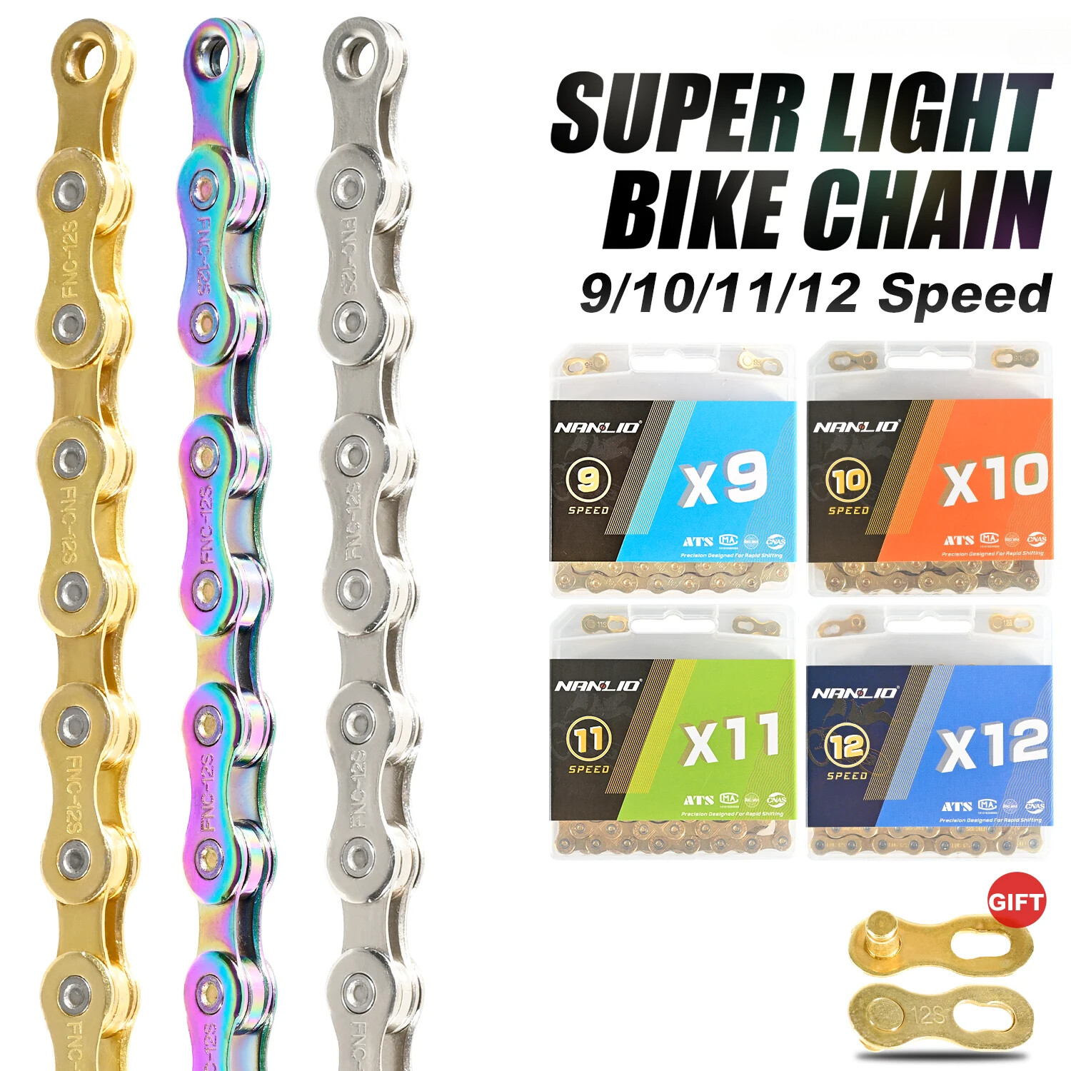 Bicycle Electroplated Silver Chain Mountain Road Bike MTB Chains Part 116 Links