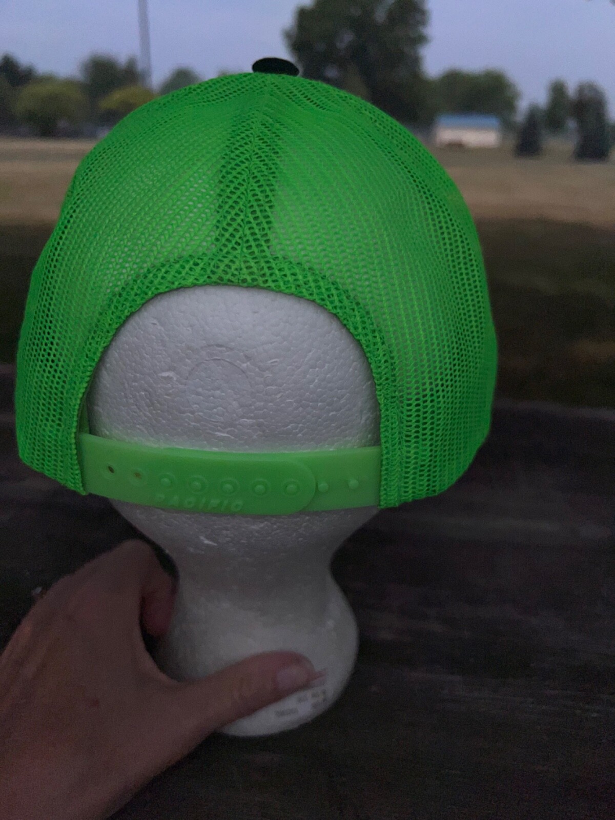 RBI Lime Green Black Trucker Hat Hat Cap Snapback Pacific Brand EUC