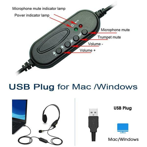 CNAweb USB Headphones with Microphone