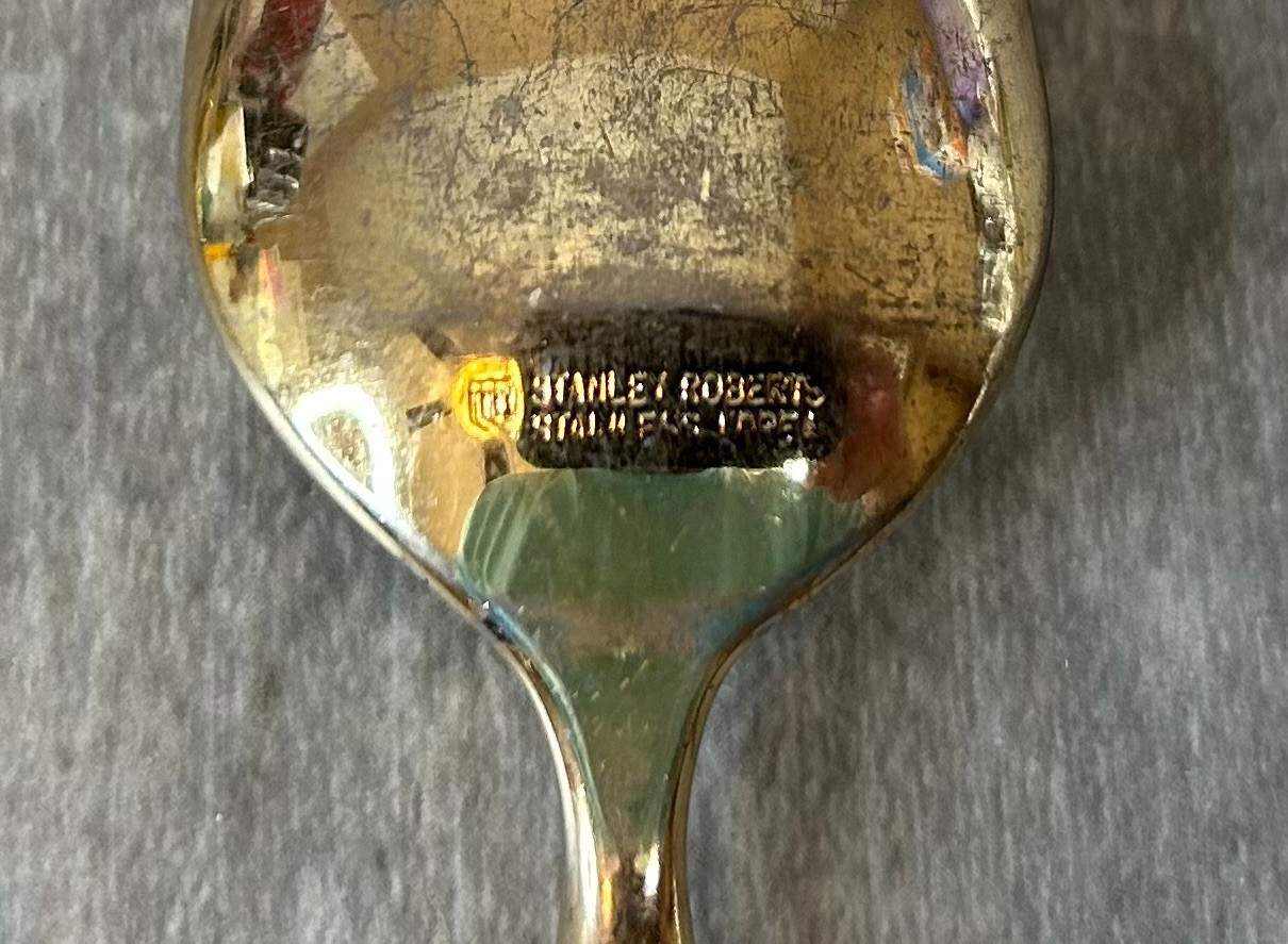 STANLEY ROBERTS BAMBOO TIBURON GOLD PLATED SILVERWARE FLATWARE 4 Teaspoons