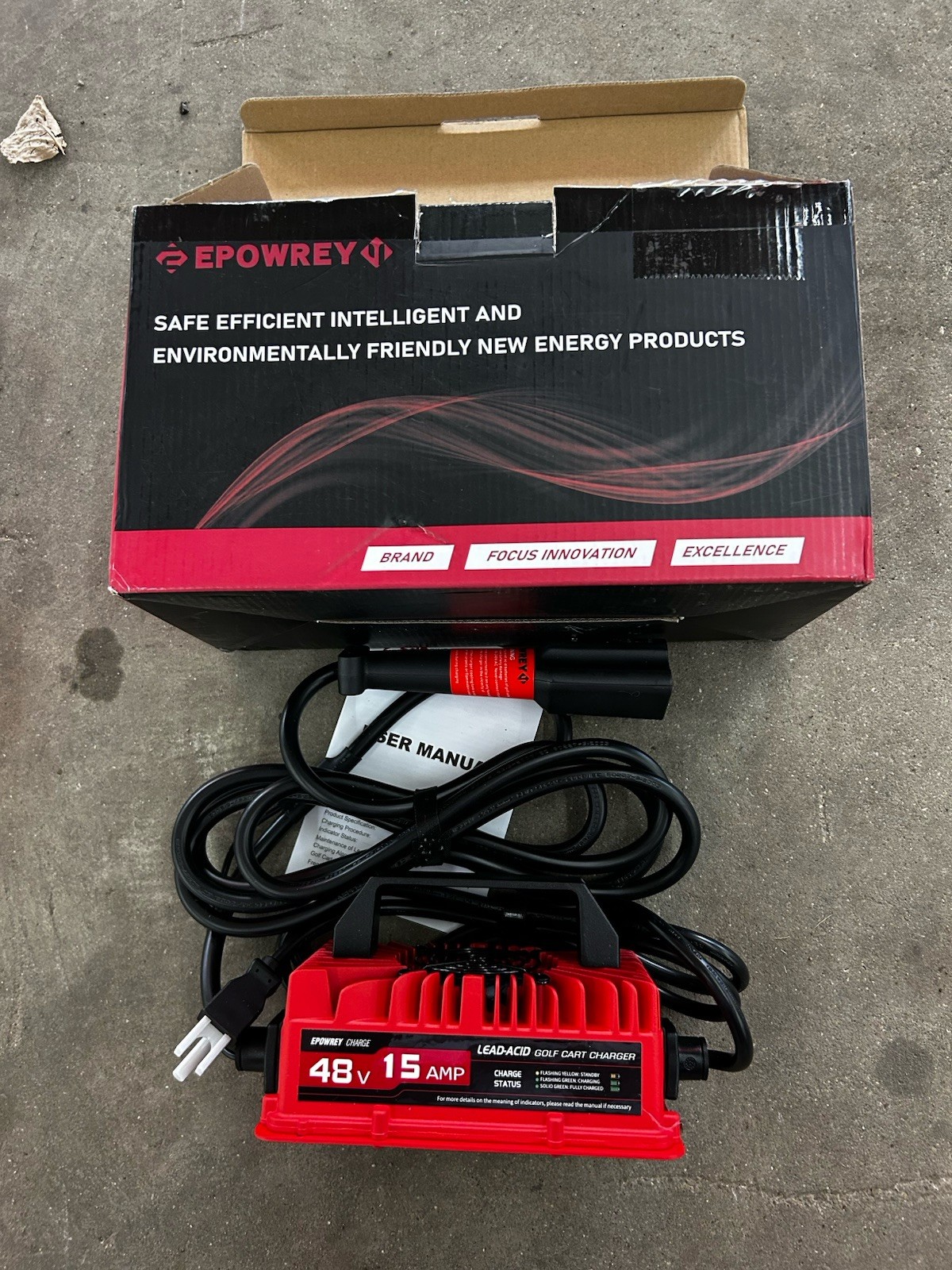 Golf Cart Battery Charger 15 Amp 48 Volt  for Yamaha G29 with 3-Pin Leaf Plug