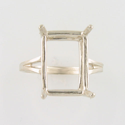 PRE-NOTCHED 16X12MM EMERALD CUT SOLITAIRE RING STERLING SILVER CR35SS
