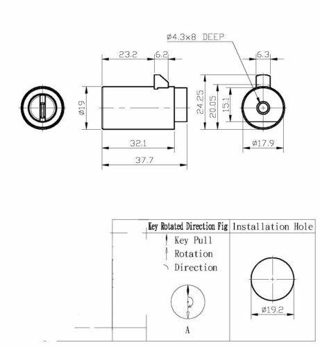 Very High Security Dimple key style Cylinder Lock for t-handle - ULTRA SECURITY