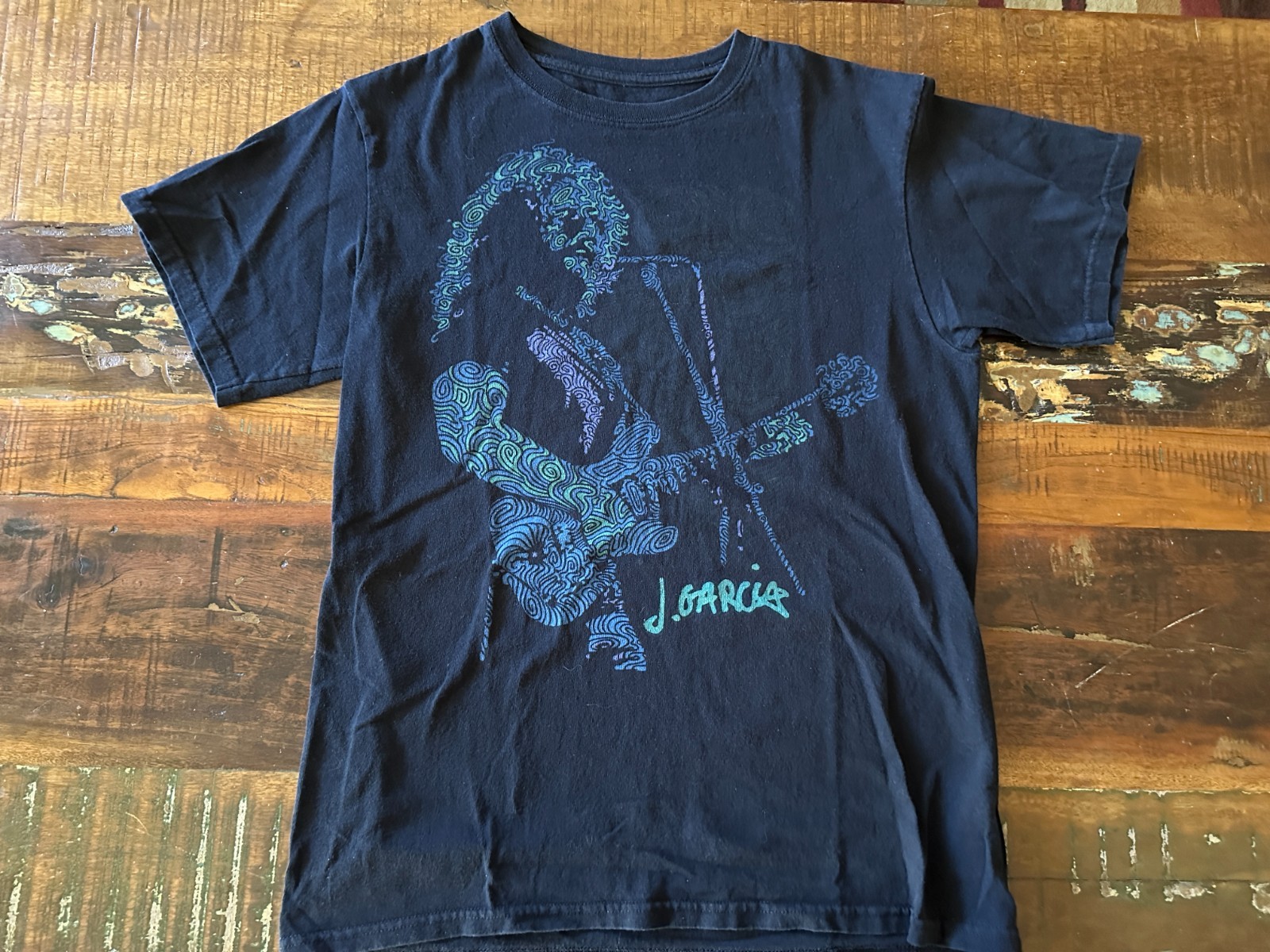 Vintage  Jerry Garcia Grateful Dead Faded Black T-Shirt No Tag Measures Sz SMALL