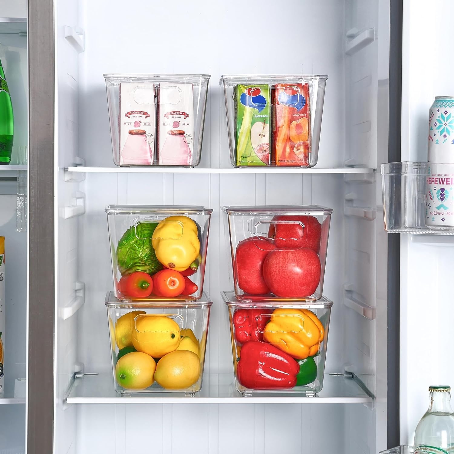 Transparent Medium Storage Bins Set | Stackable, Ideal for Kitchen & Bathroom