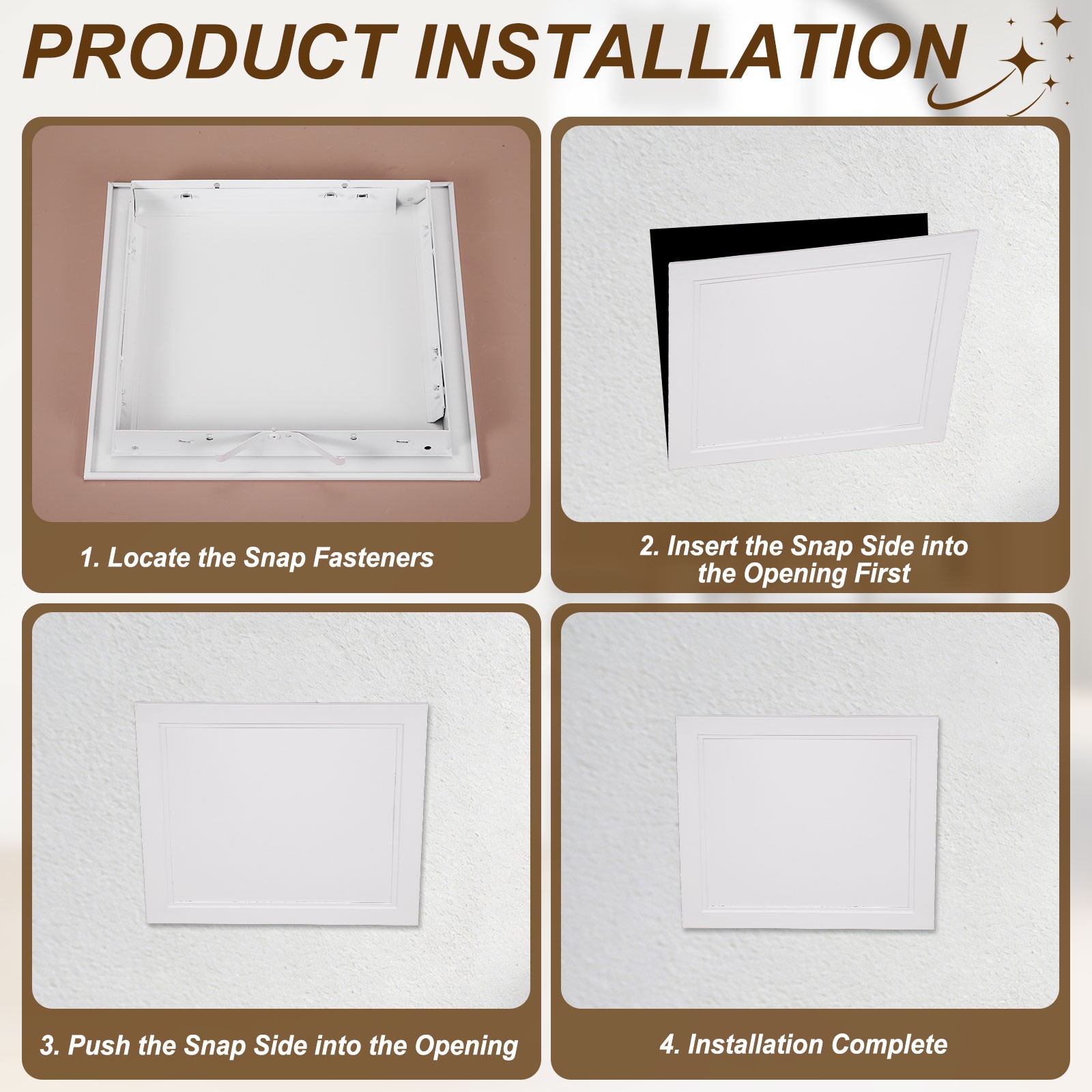 Access Panel (6" x 6") Plumbing Access Door Clip-on Installation, White