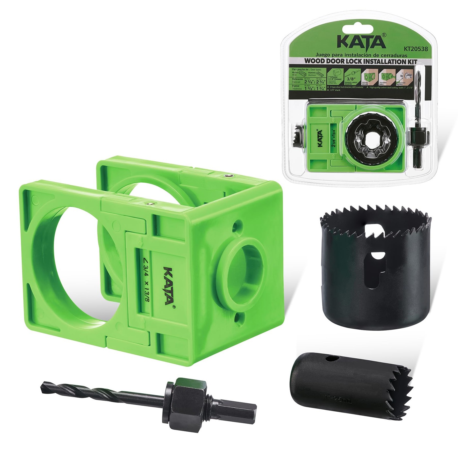 KATA 1-3/8" - 1-3/4" Door Lock Installation Kit with Large Green