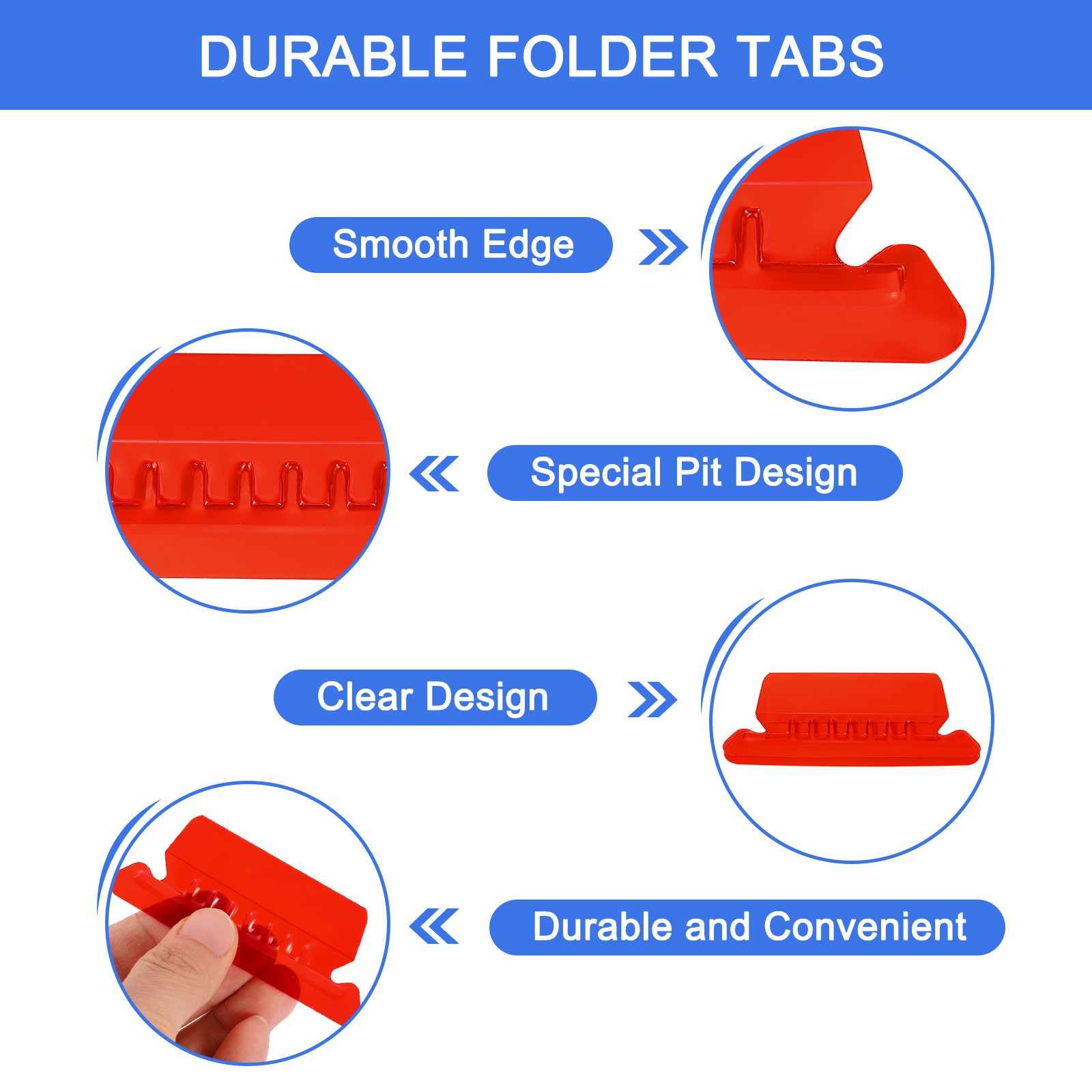 Hanging File Folder Tabs 2 Inch File Folder Tabs and Inserts Red 50Pcs