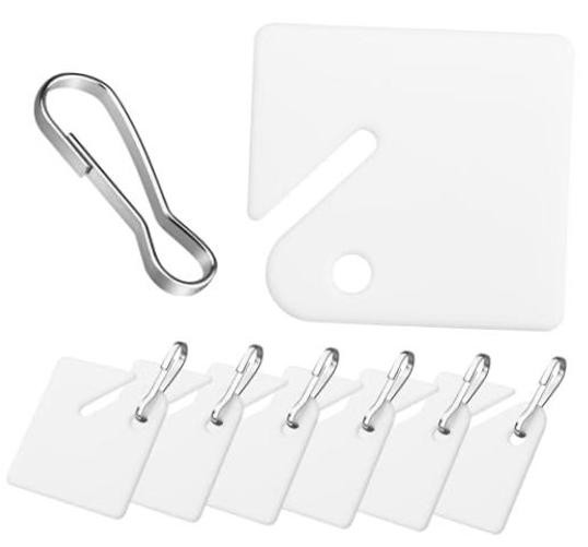 PCS Slotted Key Tags White Plastic Hanging Tags with Metal Snap Hook | 1.5 60