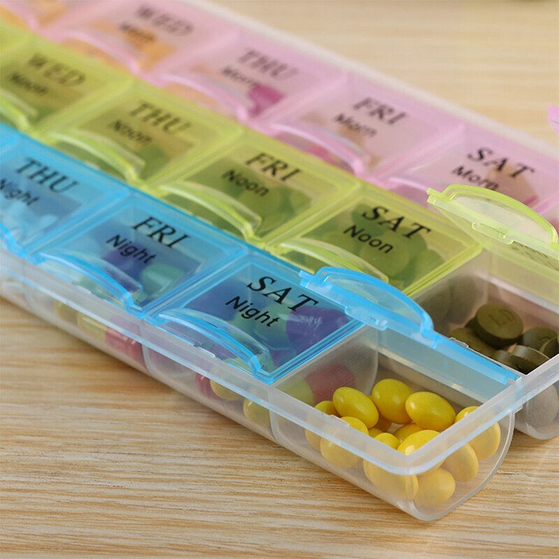 21 Compartment pill case a week Transparent 7day pill organizer