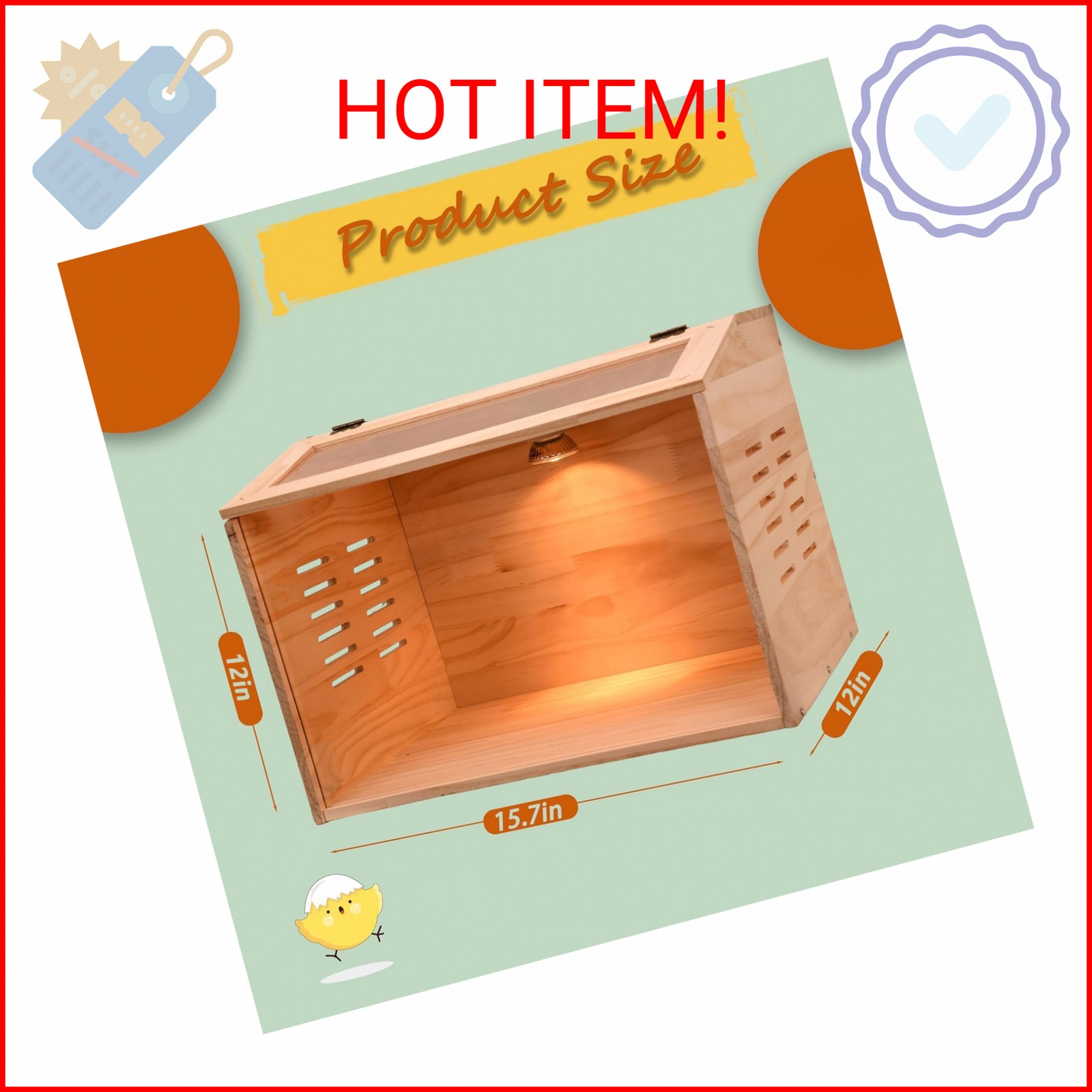 Brooder Box for Chicks, Chicken Brooder Box, Chicken Heater, Poultry Brooder wit