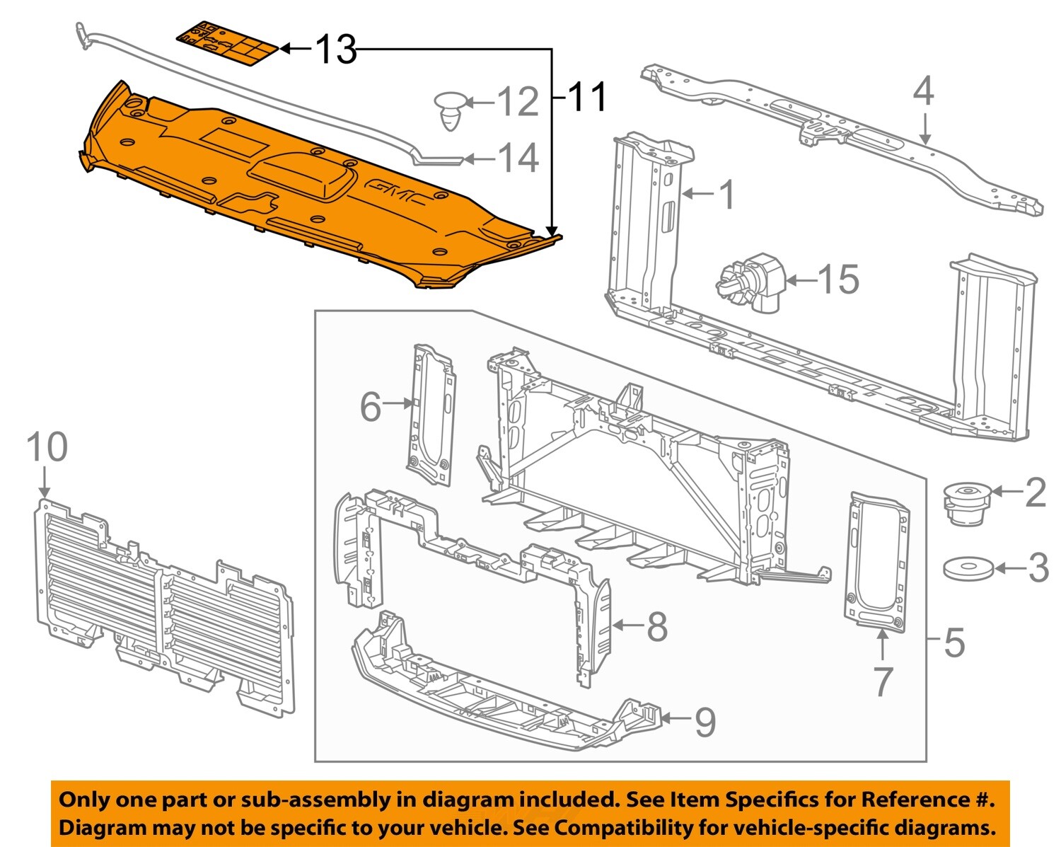 GM OEM 15-20 Yukon XL Radiator Support Radiator Support-Sight Shield 84163661