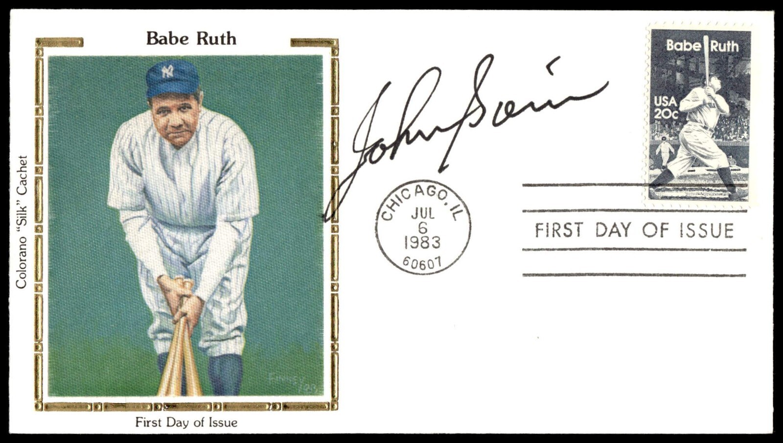 Johnny Sain Signed 1st Day Cover AUTO B. Ruth Cachet MLB B. Braves 3x All-Star!