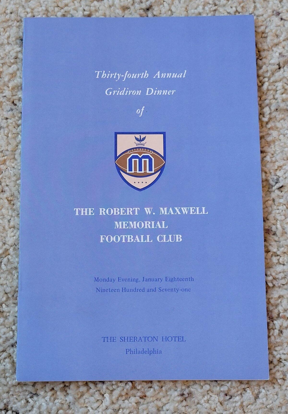 Vintage 1971 Maxwell Football Club Gridiron Dinner Program Jim Plunkett Award