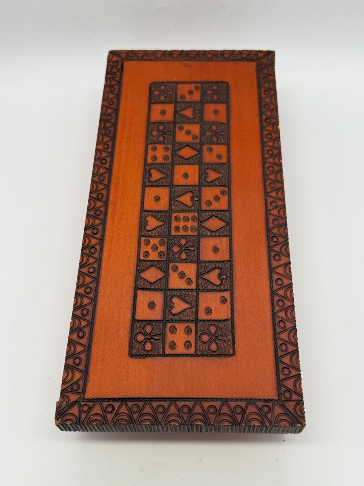 Souvenir, rectangular, wood box with hand crafted design