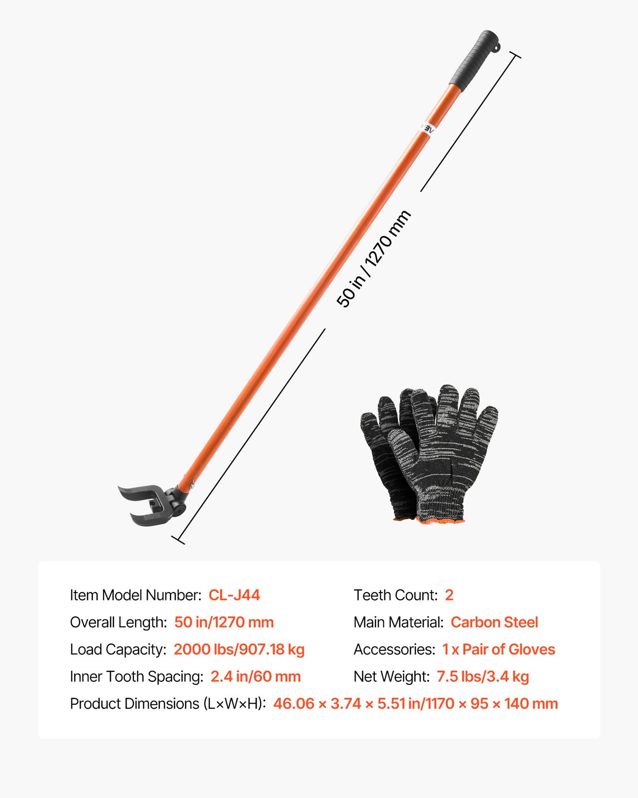 VEVOR Pallet Buster Tool 44 Inch Handle Pry Bar 2000 lbs Deck Removal Tool
