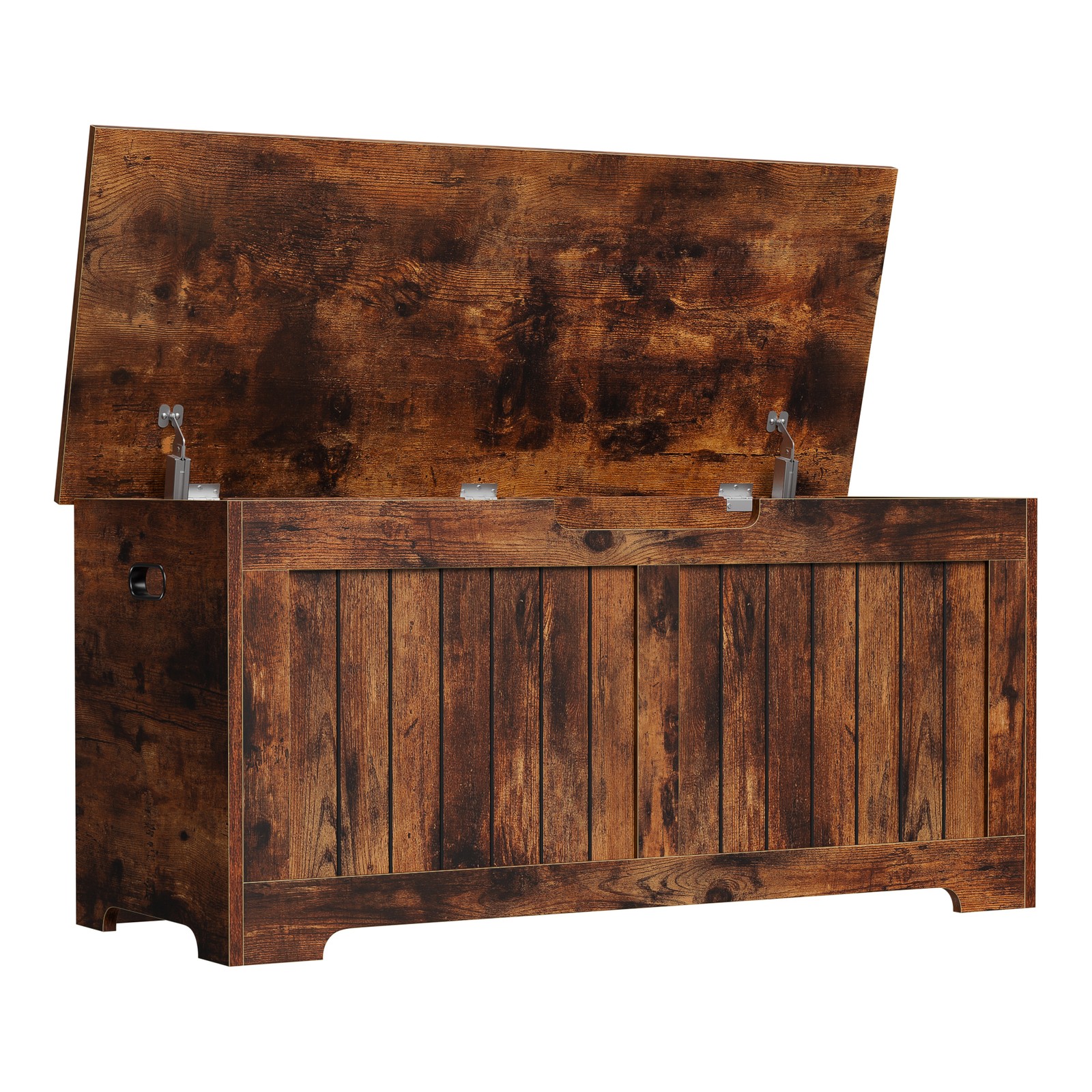 Storage Chest Storage Bench with Safety Hinge White for Playroom Rustic Brown