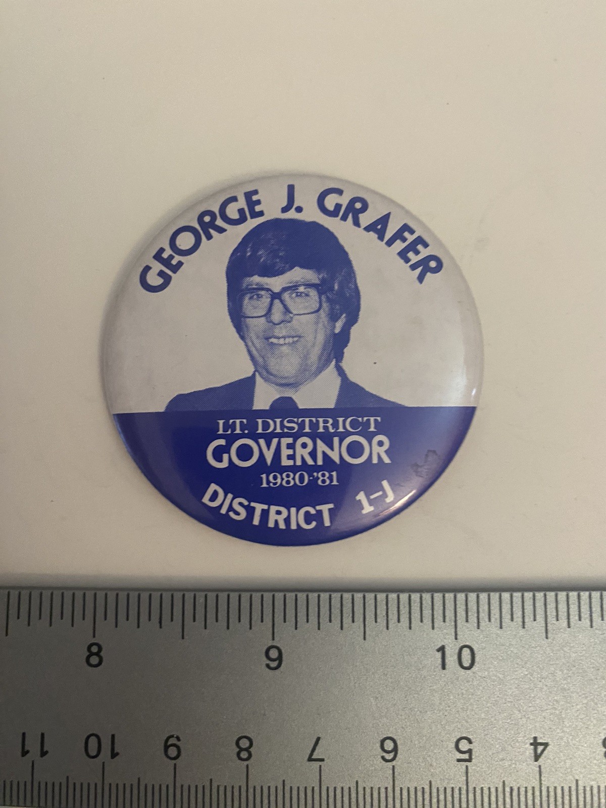 George Grafer Lt. District Governor 1980-81 Pin Back Button P26