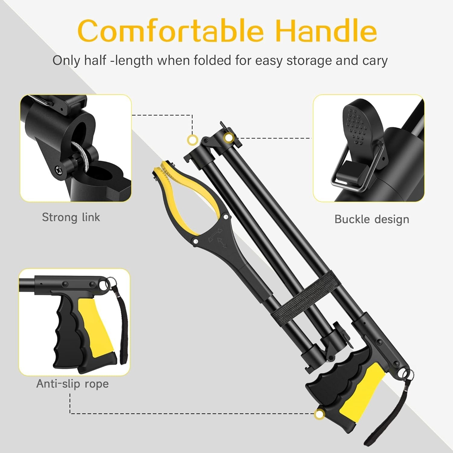 44 Inch Extra Long Grabber Reacher Tool，Foldable Pick up Stick with Strong