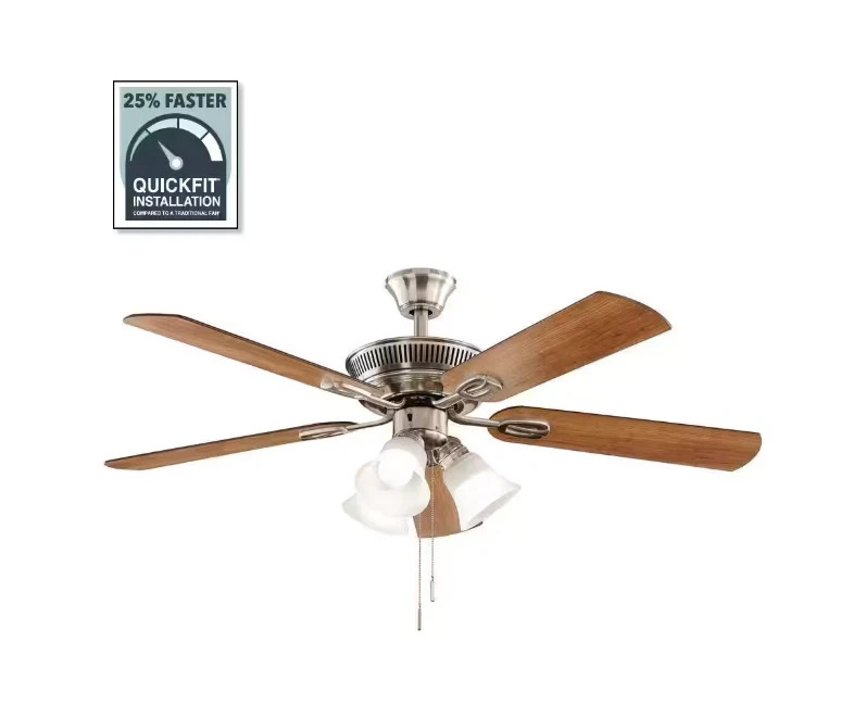 Hampton Bay Glendale III 52 in. LED Indoor Brushed Nickel Ceiling Fan with Light
