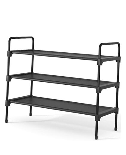 Shoe Rack for Closet, Sturdy Shoe Storage for 27.6" Wide - 3 Tier Black