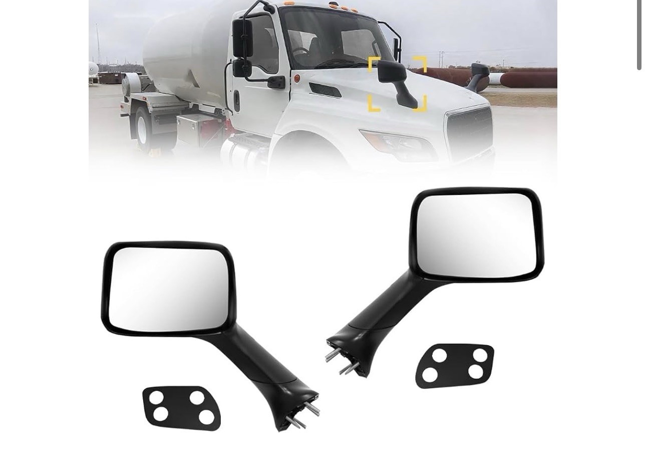 International MV Hood Mirror Assembly Pair Manual Black 2022-2024 Open Box
