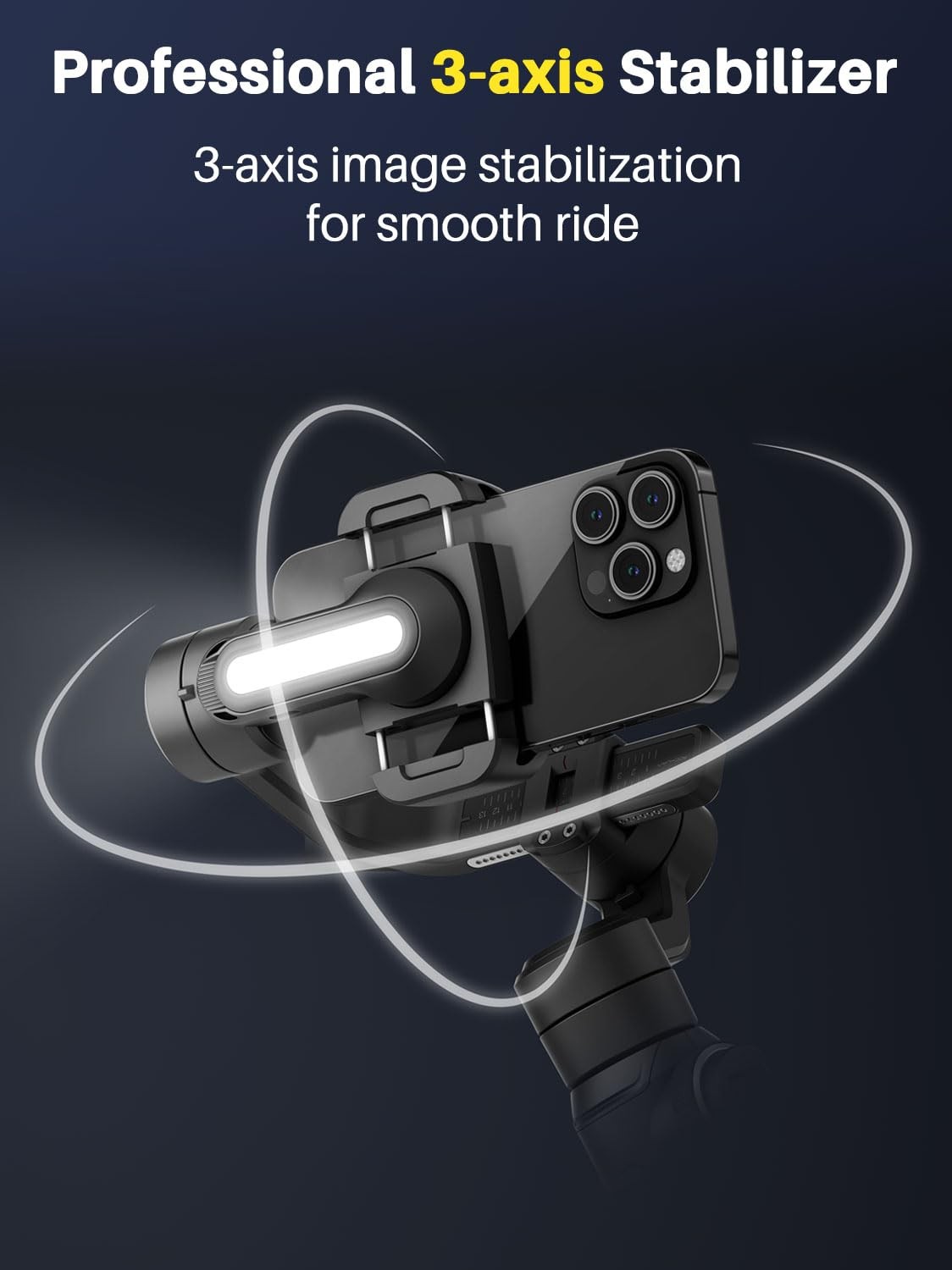 S2 Smartphone Gimbal Stabilizer w/Wireless Lavalier, Built-in 18cm Extension ...