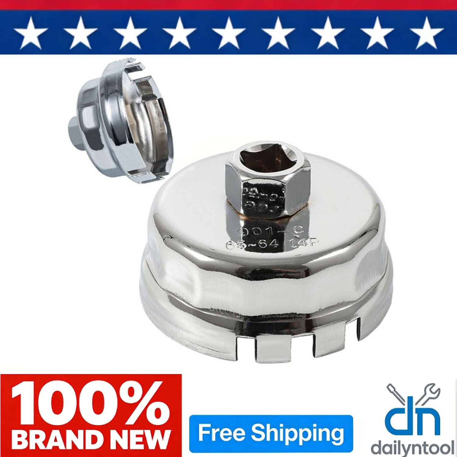 1.8L 64mm 14 Flute Oil Filter Cap Removal Tool Cup Wrench Set for Toyota Lexus
