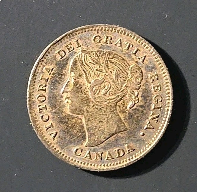 1899 Canada 5 cent silver  - Solid  XF (darkly toned)   stk#K966