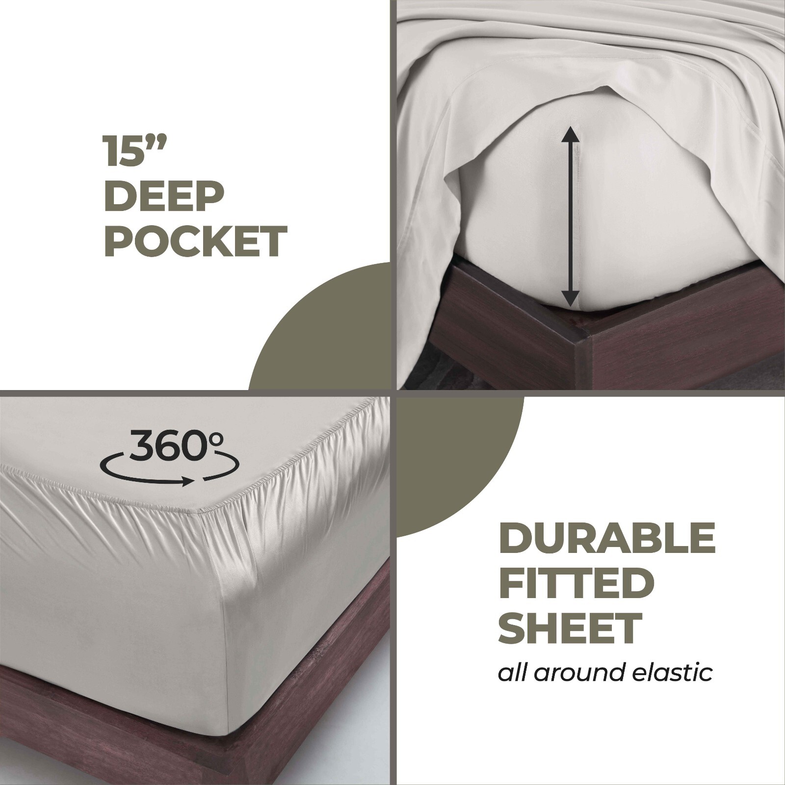 Modal From Beechwood 400 Thread Count Cooling Solid Deep Pocket Bed Sheet Set