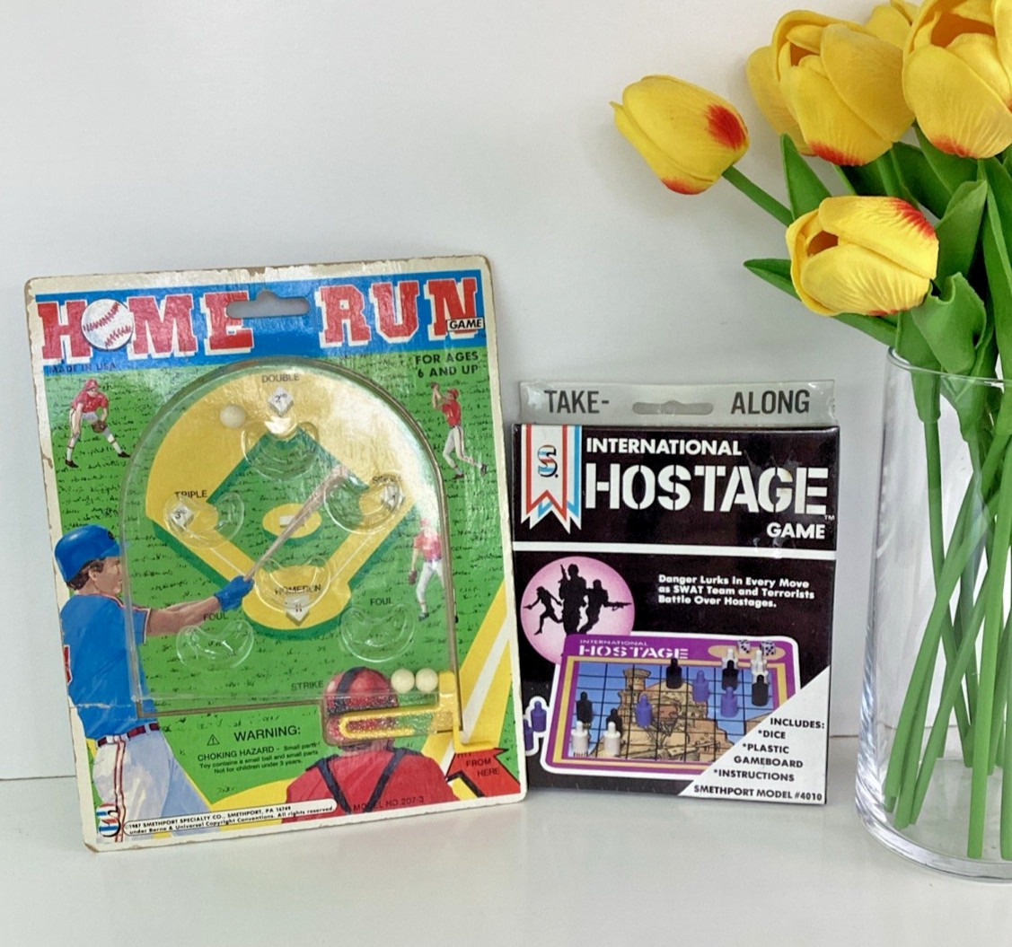 Vintage Games HOME RUN Pinball Baseball Take Along International Hostage Sealed