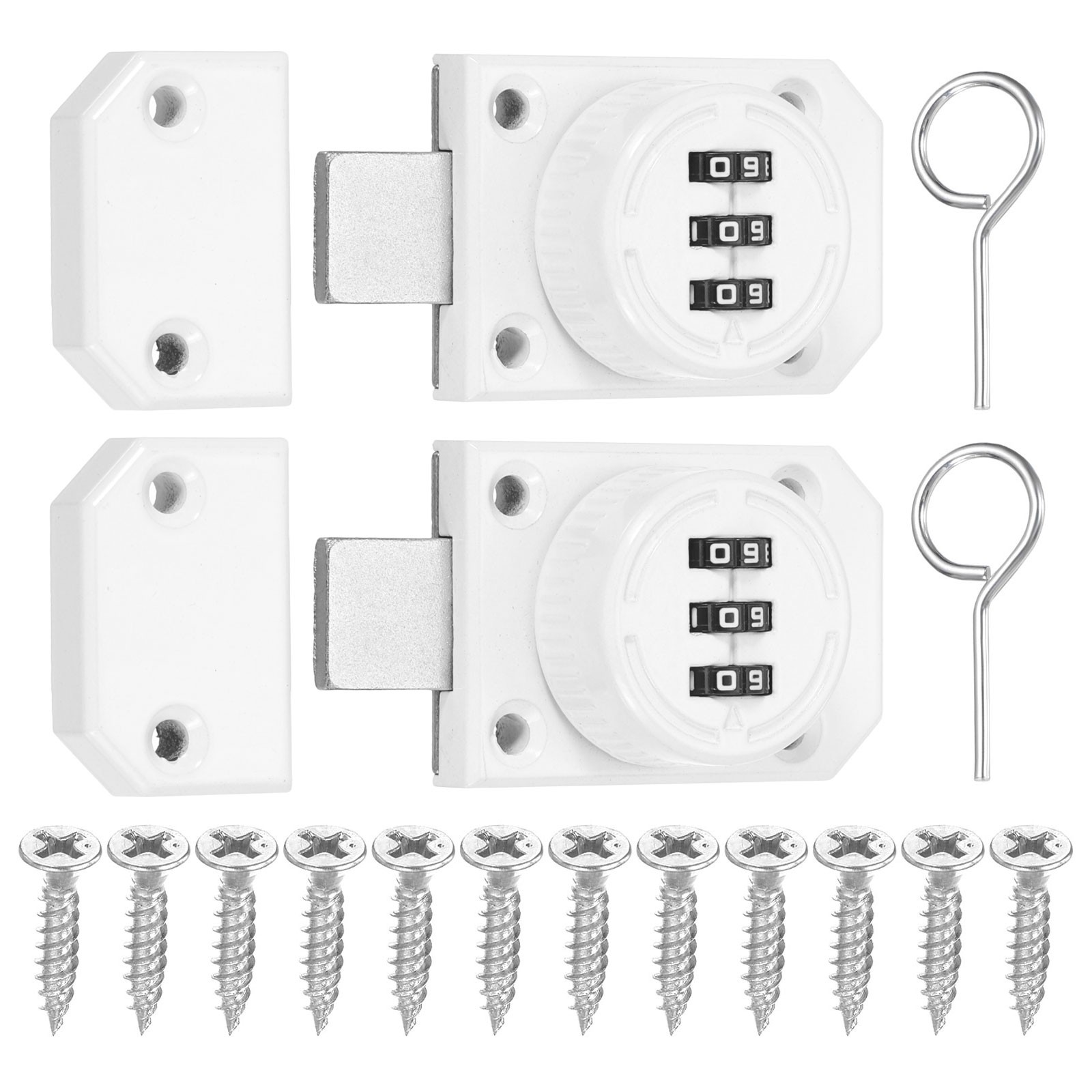 2 Pcs Combination Cabinet Latch Mechanical Keyless Password Lock White