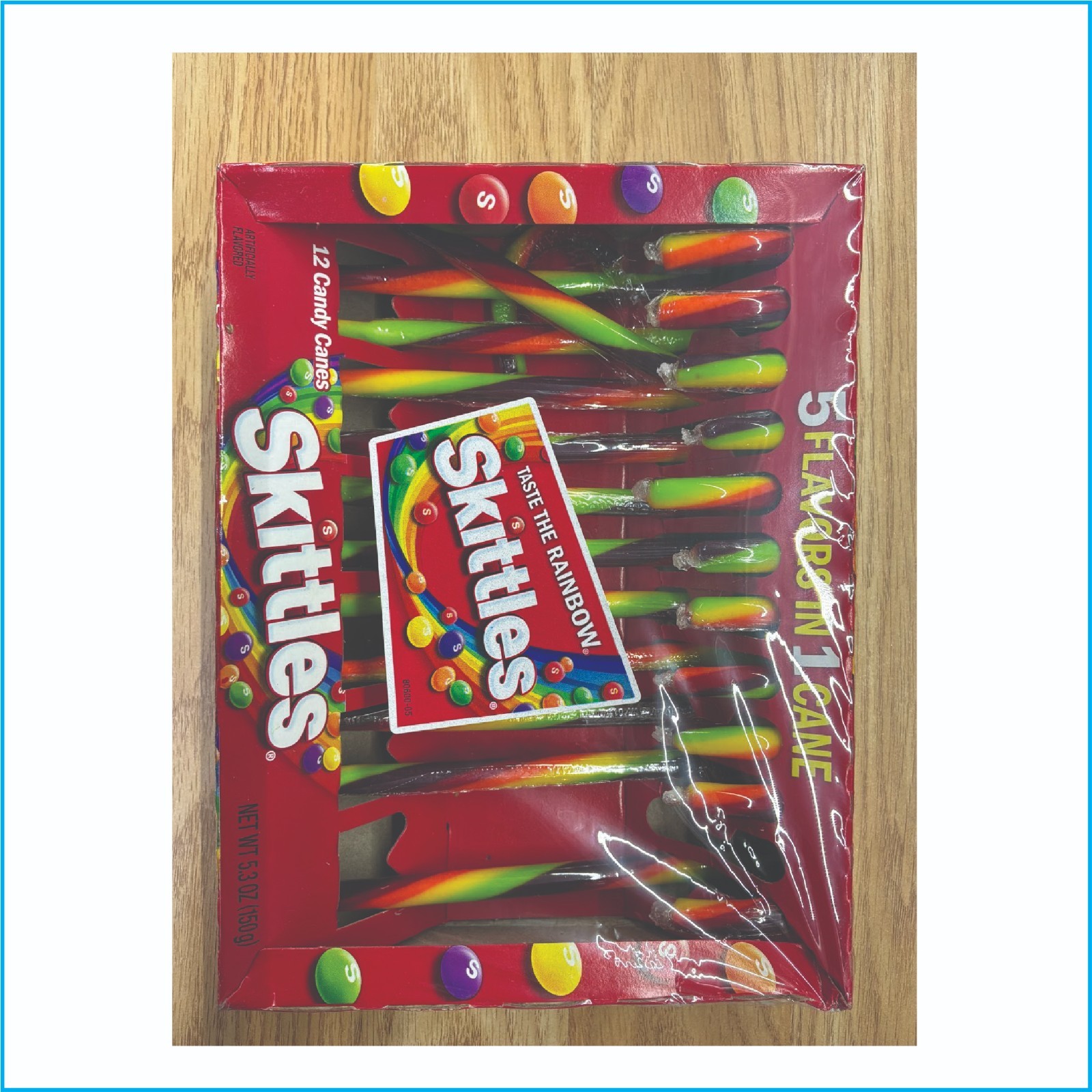 Skittles Candy Canes Fruit Flavored Christmas Candy 12 Count 5.3 oz Box