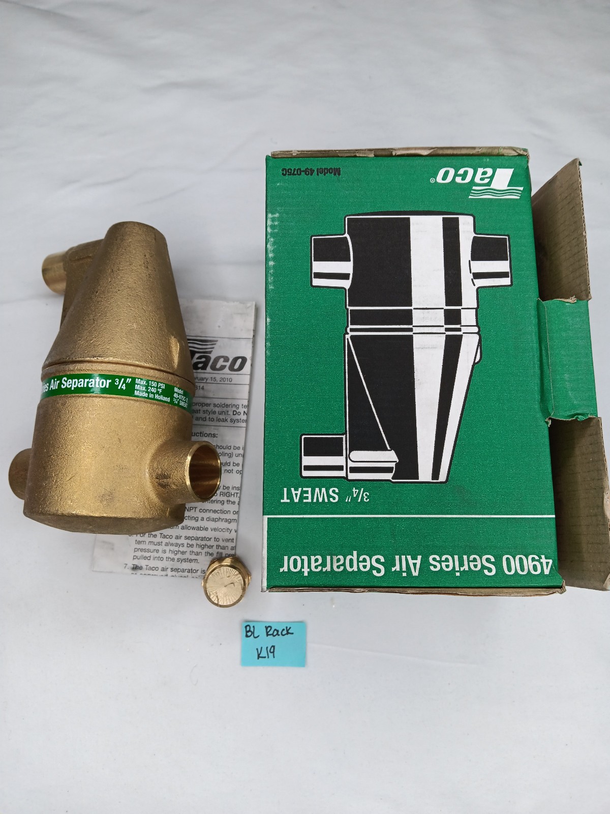 Taco 49-075C-2 Air Separator, 150Psi,240,Automatic