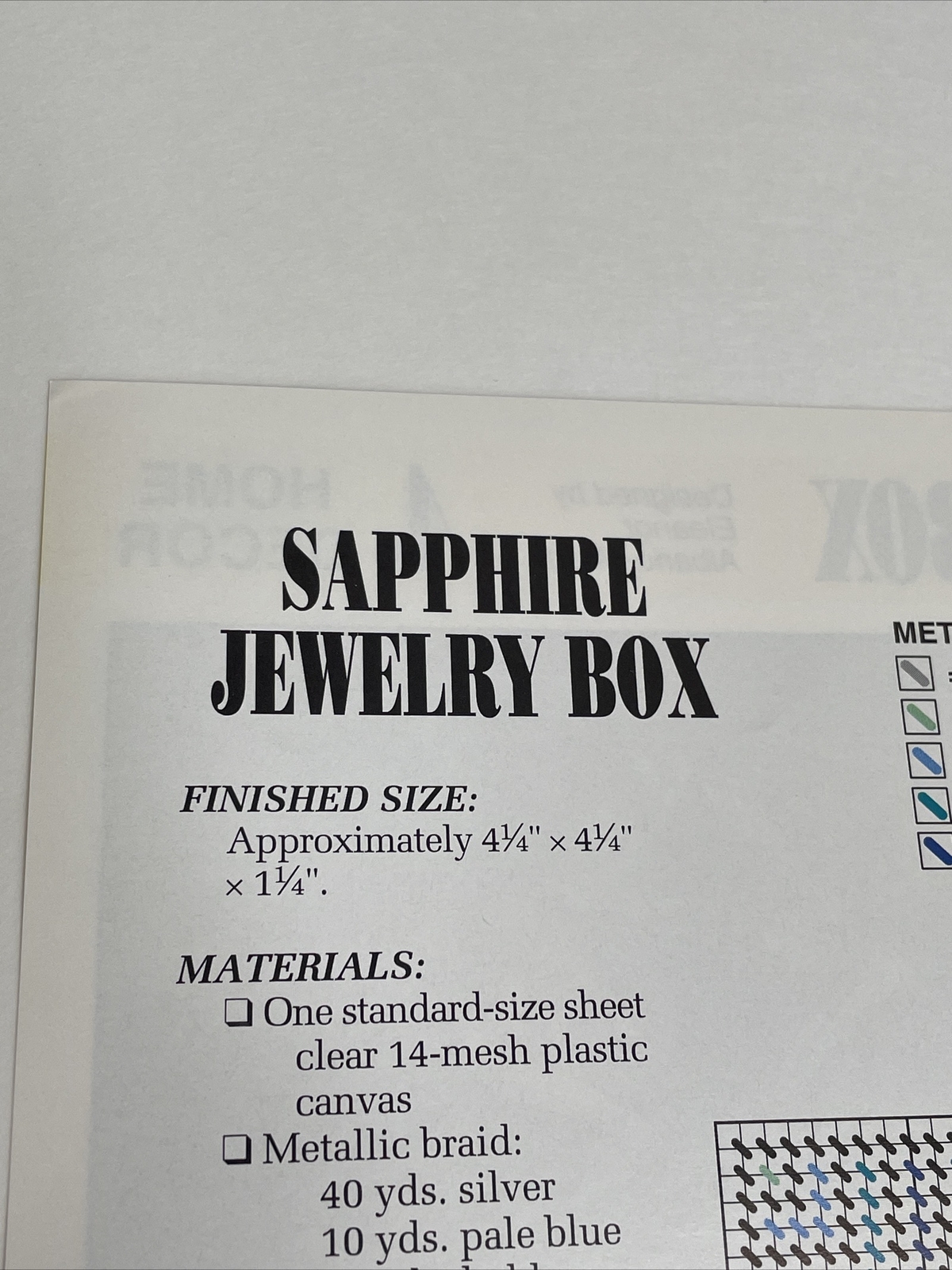 Annie's Attic Sapphire Jewelry Box Plastic Canvas Pattern