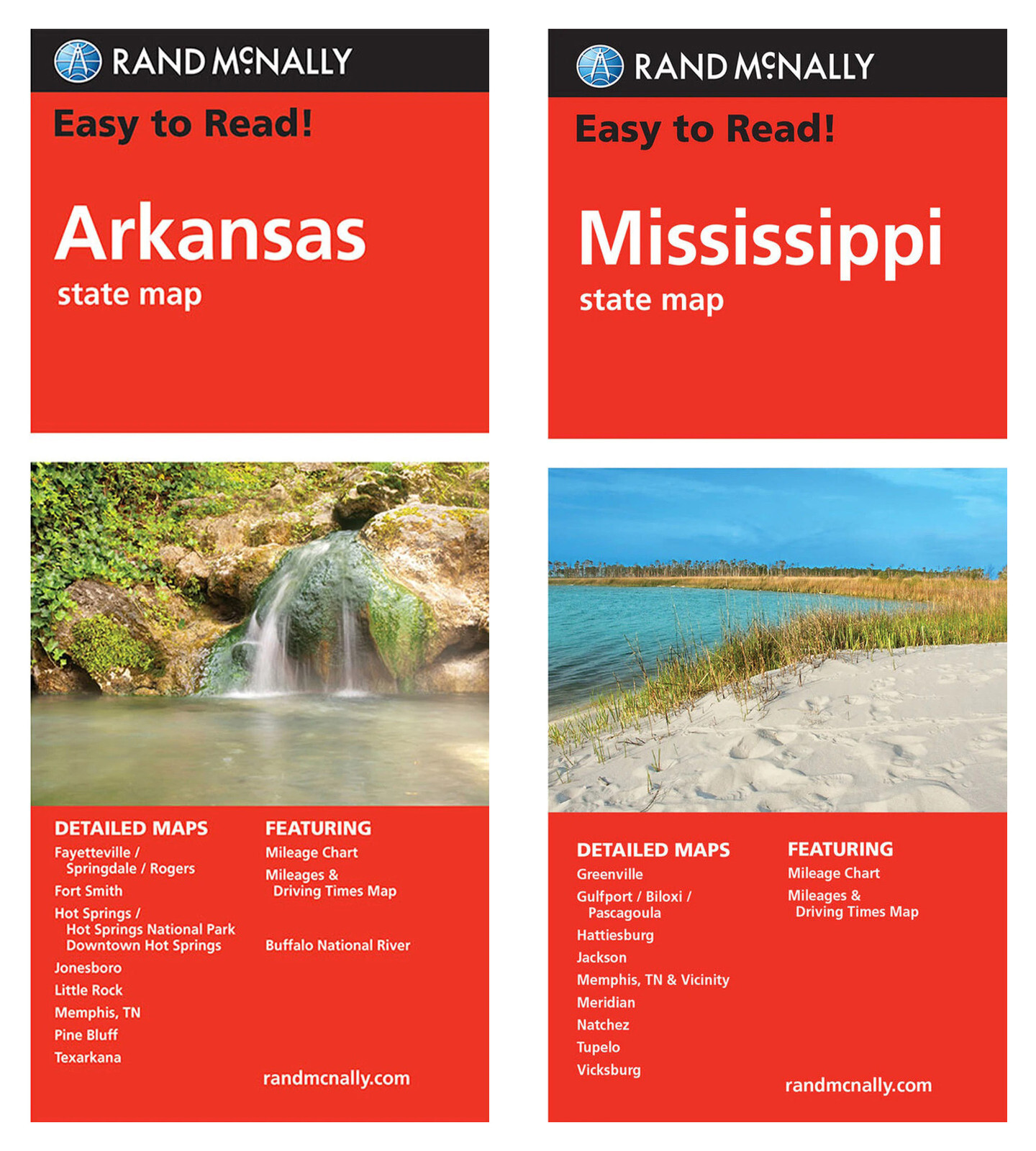 Rand McNally State Maps: Arkansas and Mississippi (2 Maps)