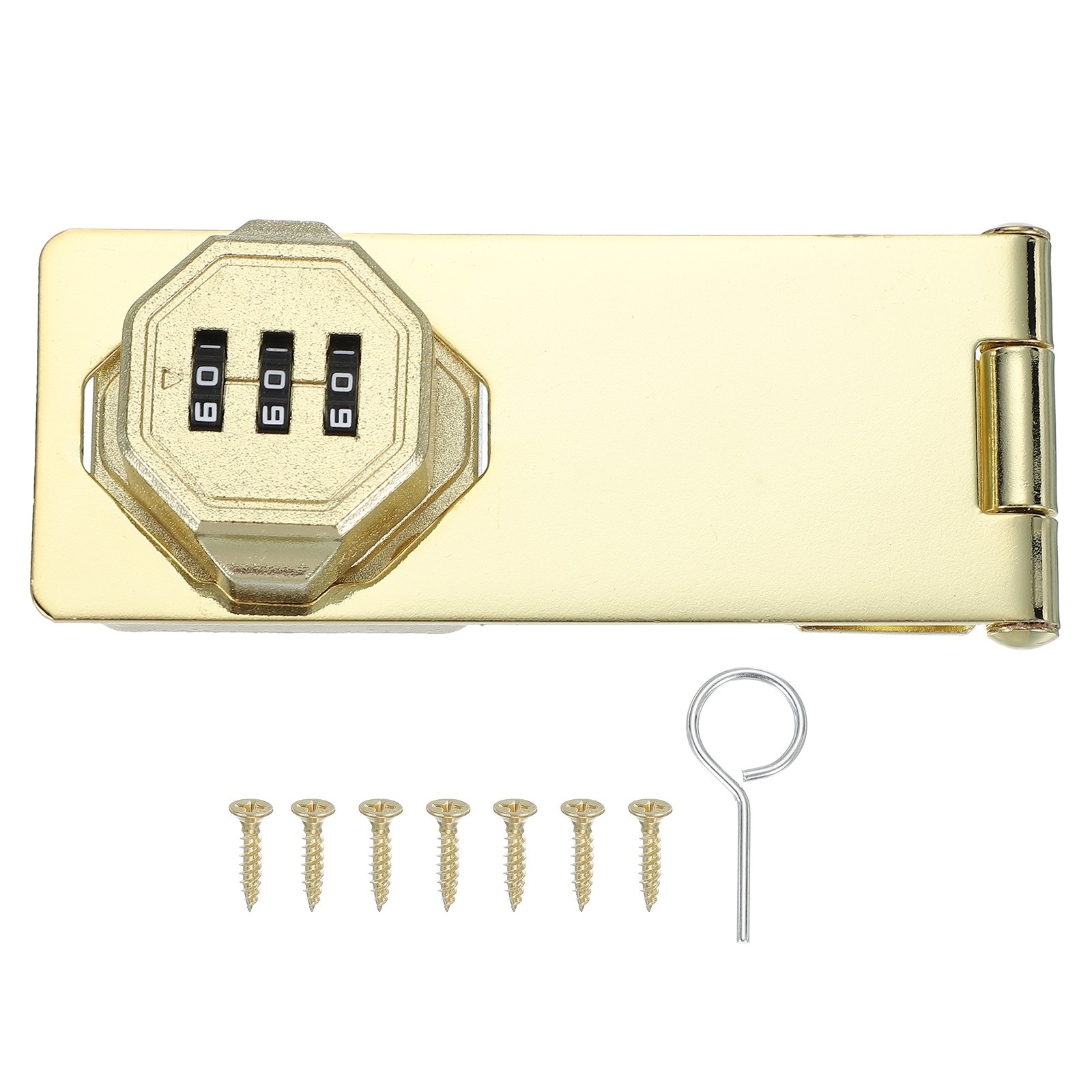 Password Rotary Hasp Locks Mechanical Cabinet Latch Locks 5" No Drilling Gold