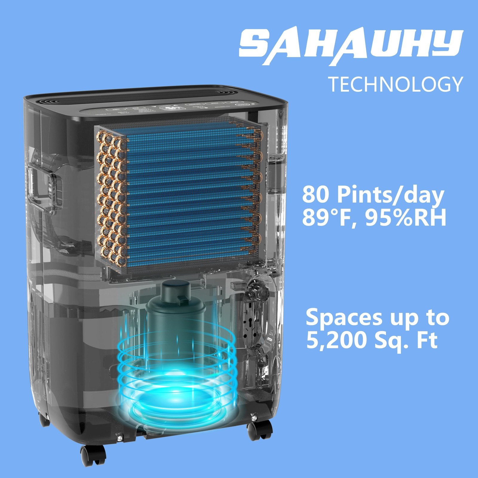 80 Pints Dehumidifier for Basement,5,200 Sq. Ft Dehumidifier | With Timer Aut...