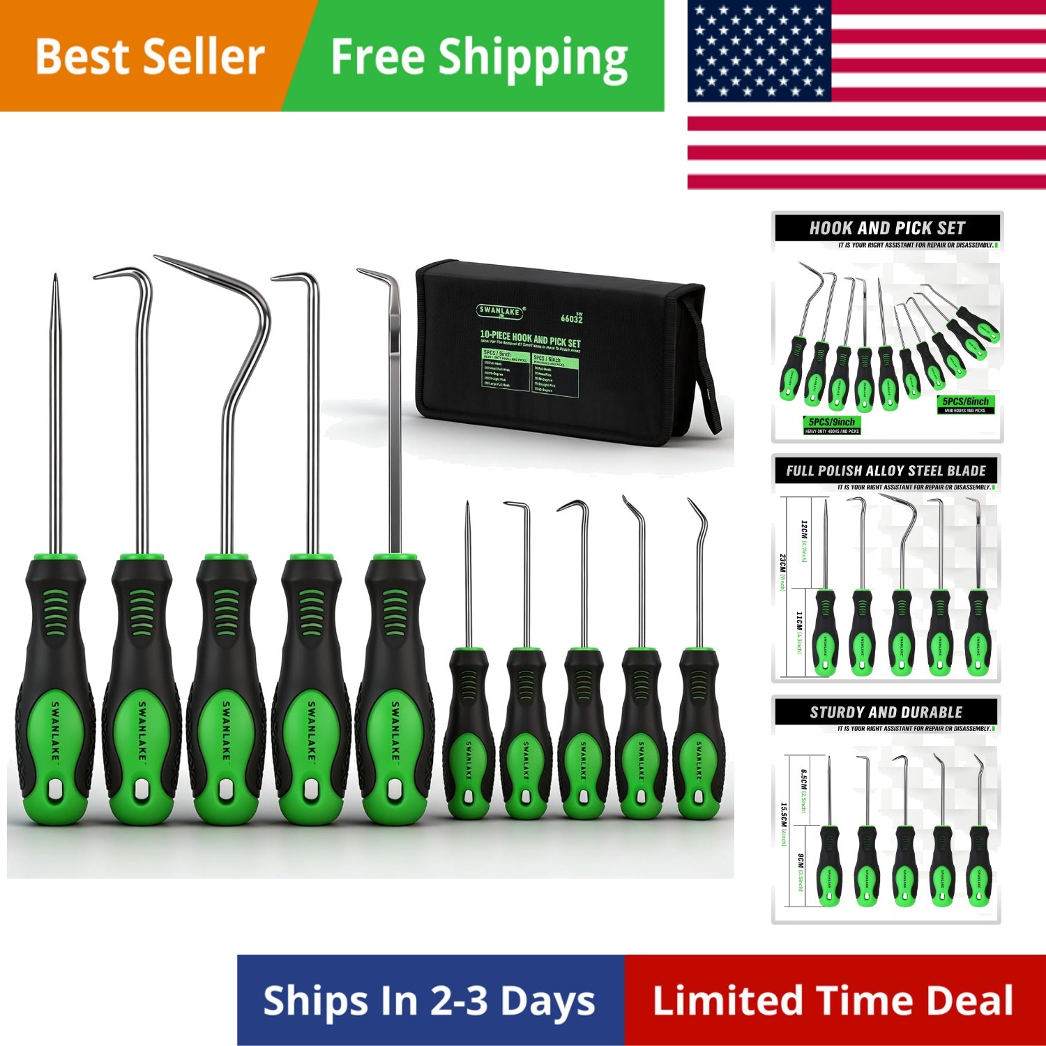 SWANLAKE 10PCS , Pick Tool Set for Car Auto Oil Seal/O-Ring Seal Gasket Pick ...