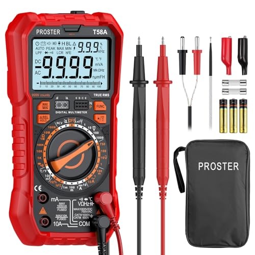 Digital Multimeter TRMS Manual Range Multimeter 9999 Counts NCV Detector red