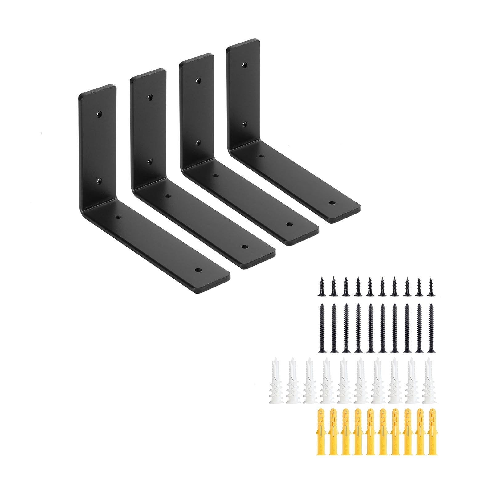 4 PCS 6 Inch Heavy Duty Floating Shelf Bracket 0.2 Thick Steel Black 160 LBS
