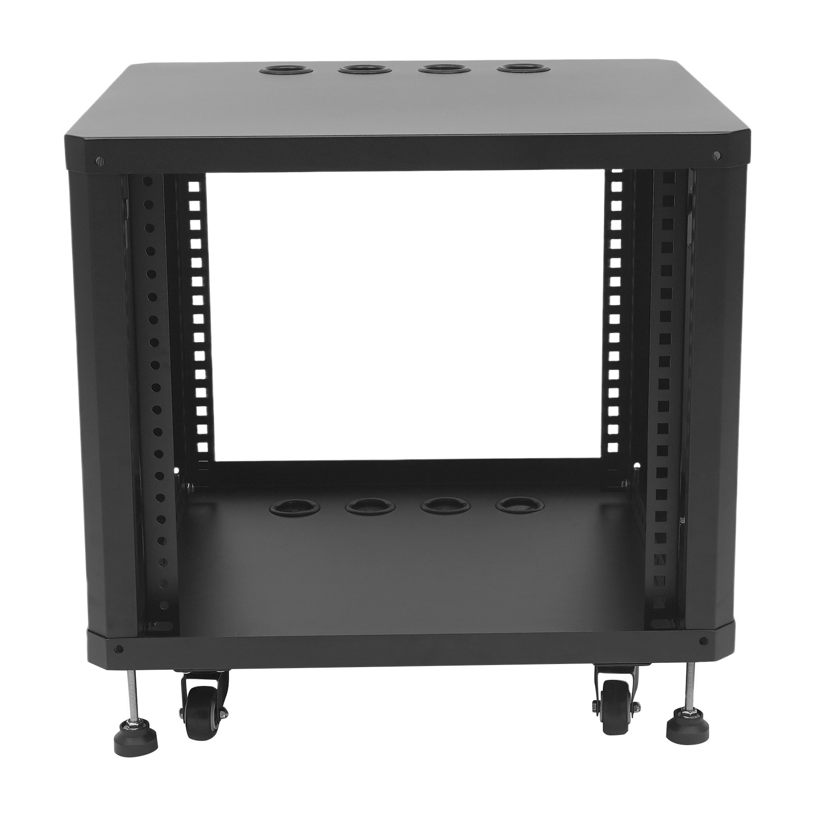 9U Server Rack Semi-open Rolling Studio Rack Case with Wheels 19.8x22.4x18.3 in