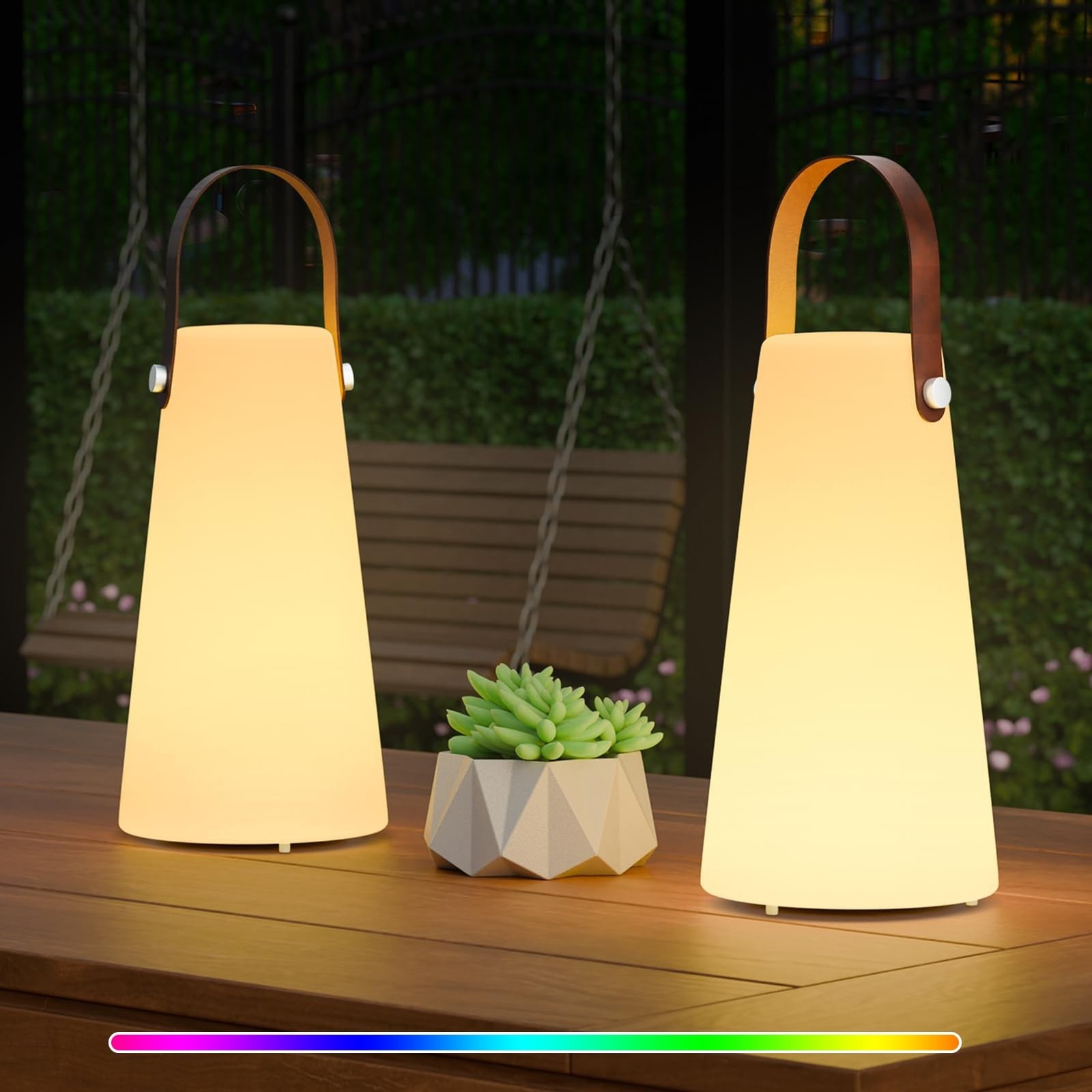 2 Pack Outdoor Lamps, NiceBuy Rechargeable Outdoor Lanterns Table Lamp with I...