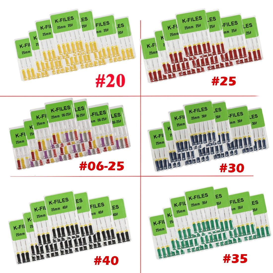 10packs Dental K-FILES Endo Root Canal File Stainless Steel Hand Use 25mm Size #