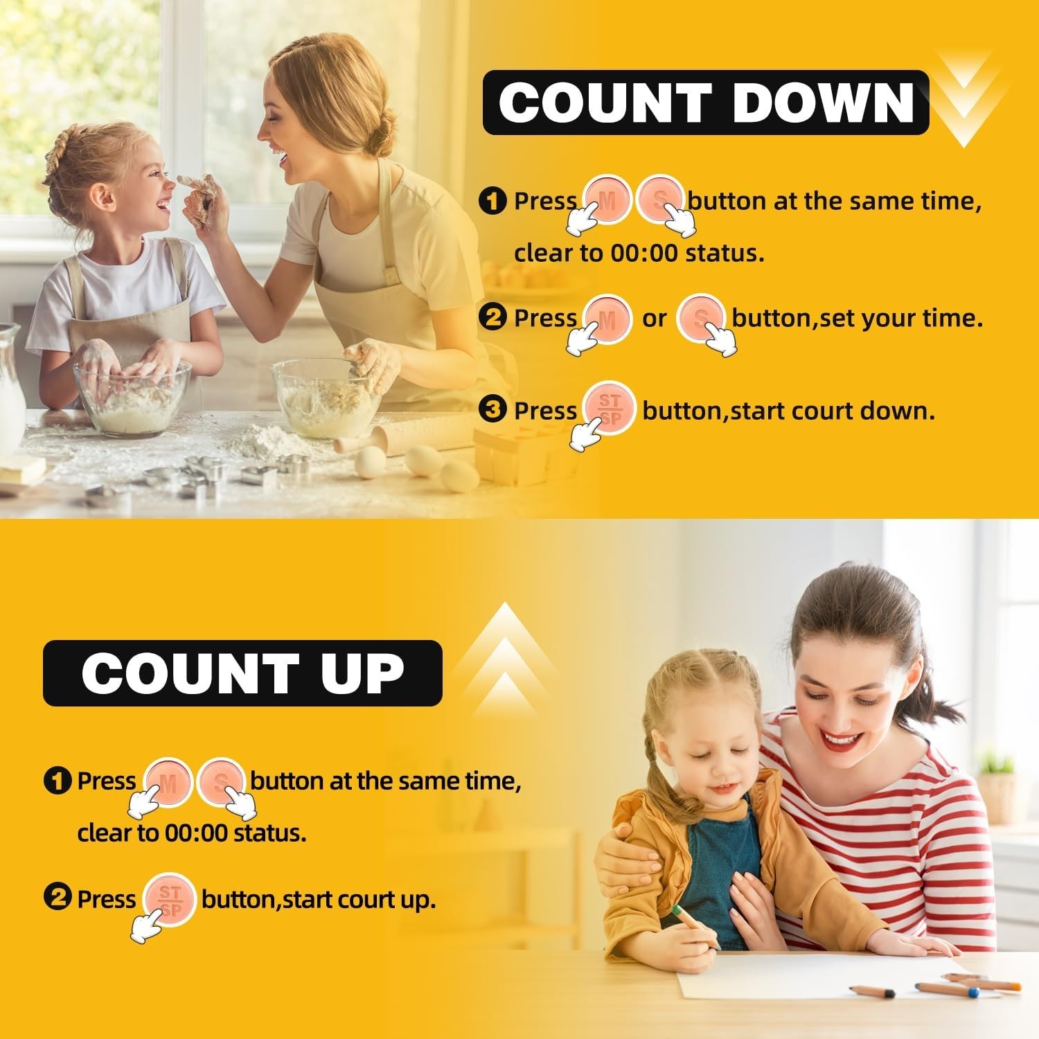 Versatile Classroom Digital Timer Set - Large Display, Magnetic Back, 99 Minutes