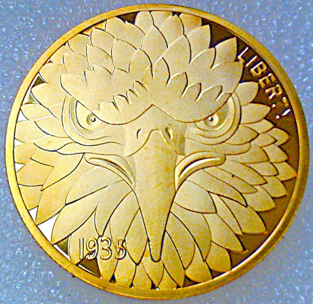Eagle & Buffalo Tribute Proof Gold Color Collector's 40 mm Coin