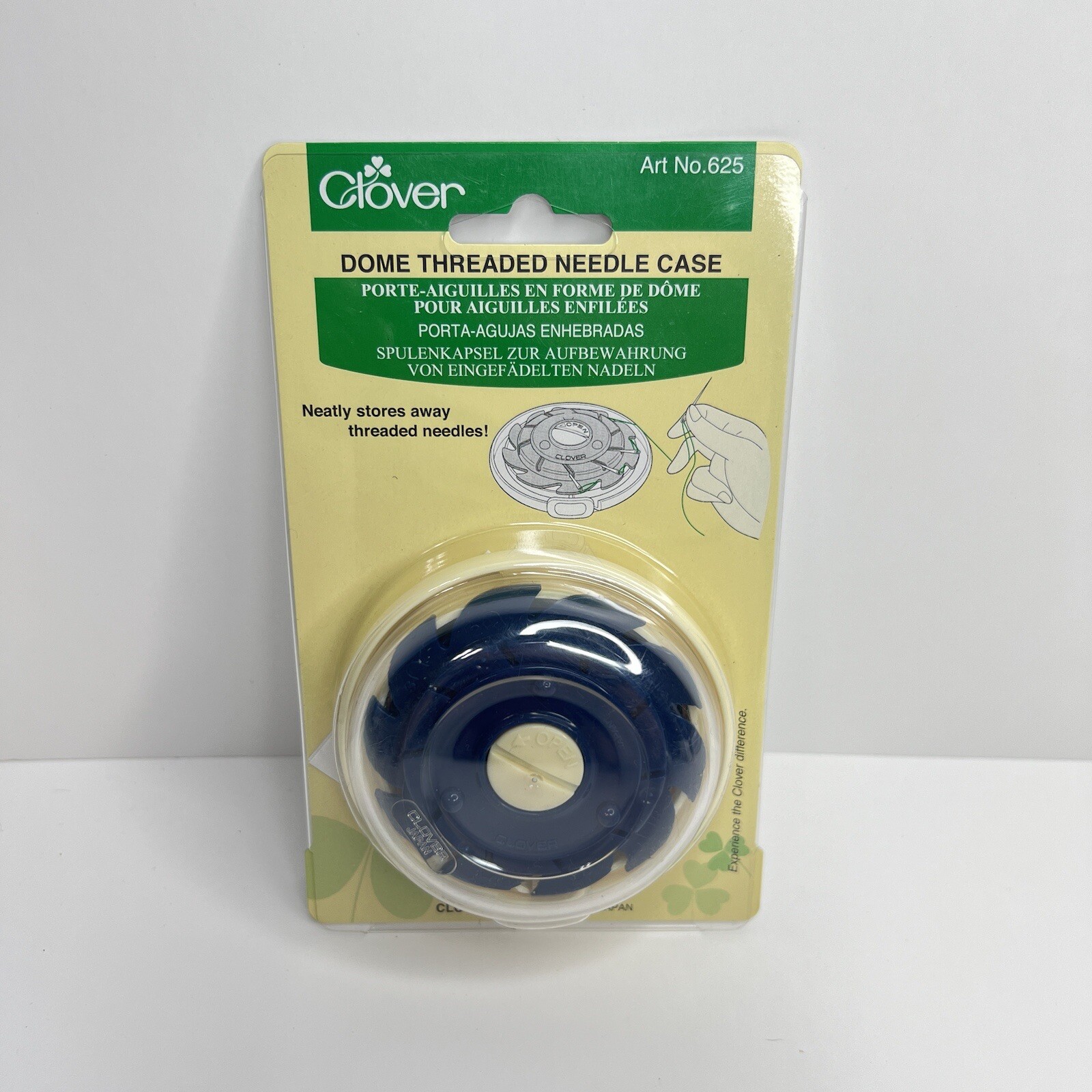 Dome Threaded Needle Case Art No. 625 for Sewing Quilting Stitching Clover NEW