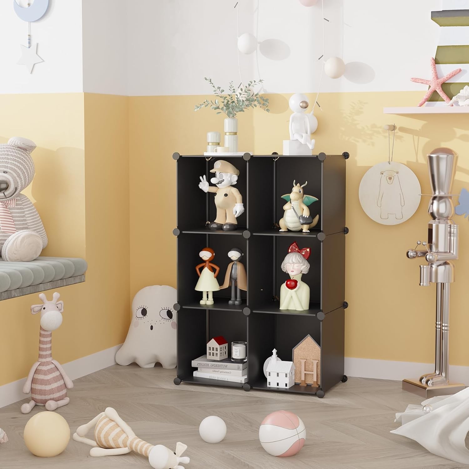 6-Cube Storage Organizer Stackable Storage Cubes Shelves Portable Bookshelf
