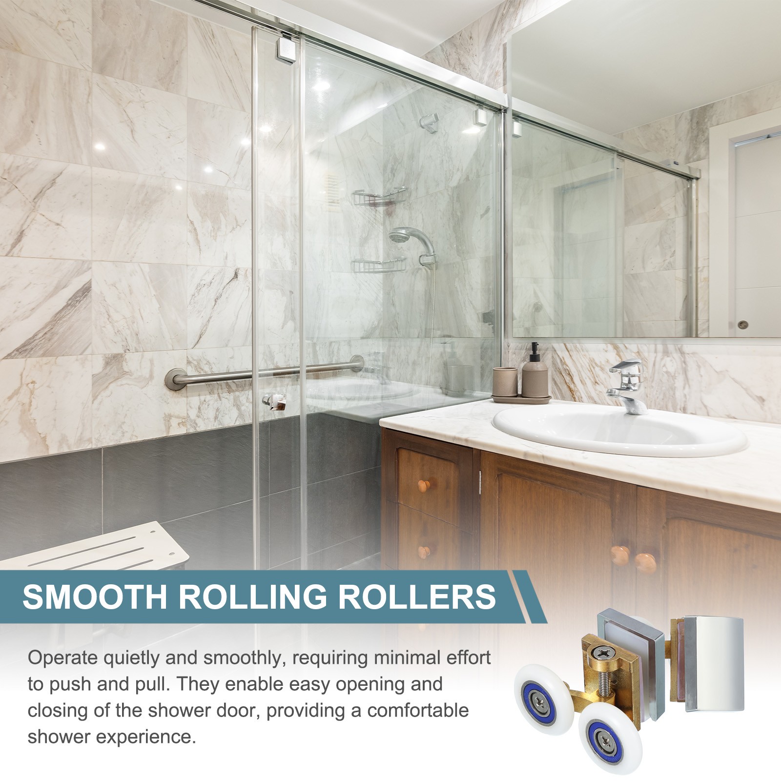 2Pcs 26mm Double Shower Door Rollers Copper Top Wheels Copper Tone